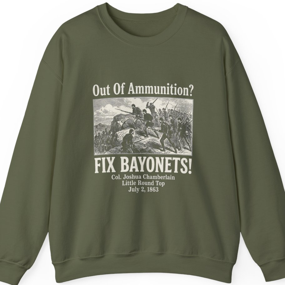 Out of Ammunition Fix Bayonets Sweatshirt - Military Green front