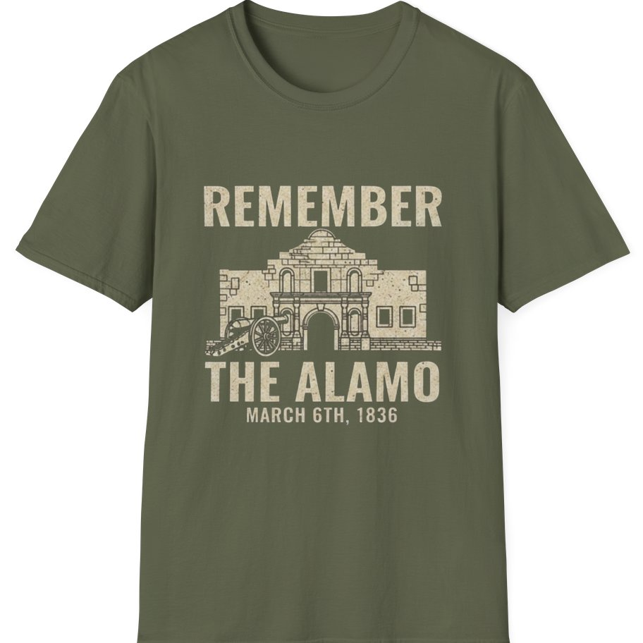 Remember the Alamo March 6th T-Shirt - Military Green front