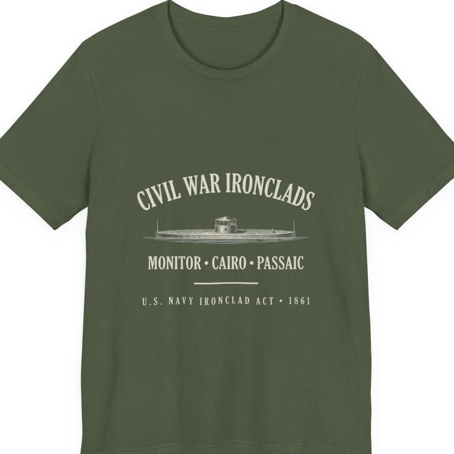 Civil War River Ironclads Premium Tee - Military Green front