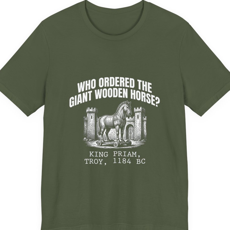 Trojan Wooden Horse Premium Tee - Military Green front