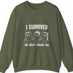 I Survived The Great Library Sweatshirt - Military Green front