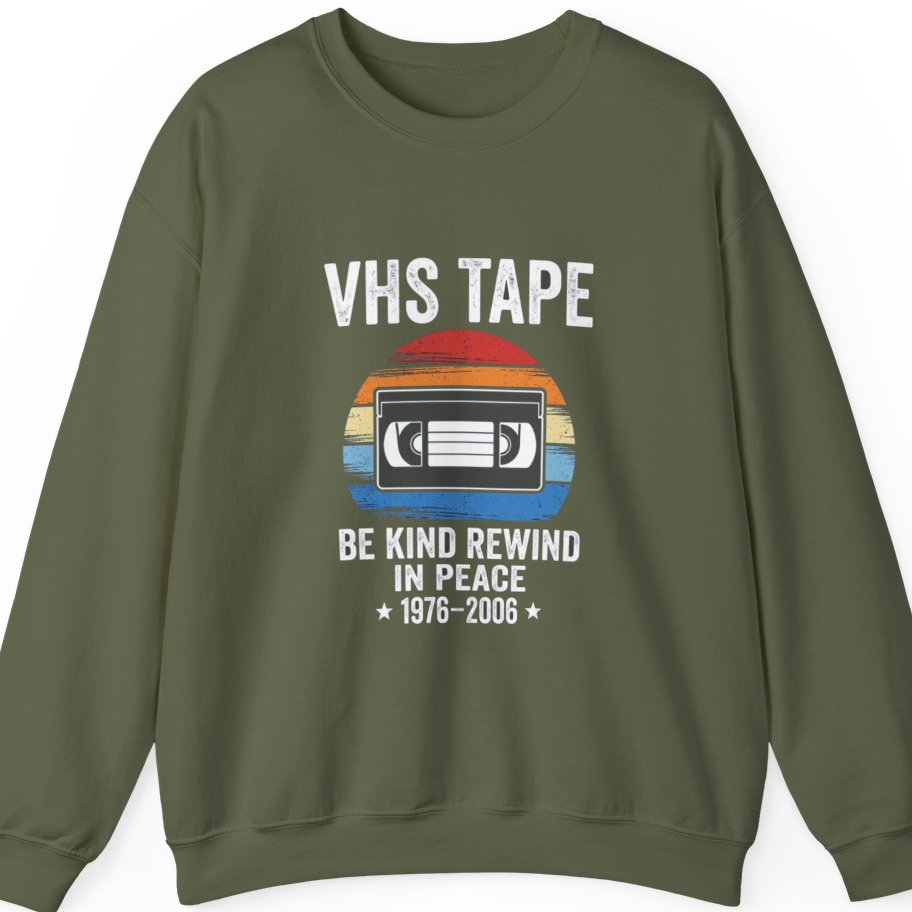 Vhs Tape Memorial Sweatshirt - Military Green front