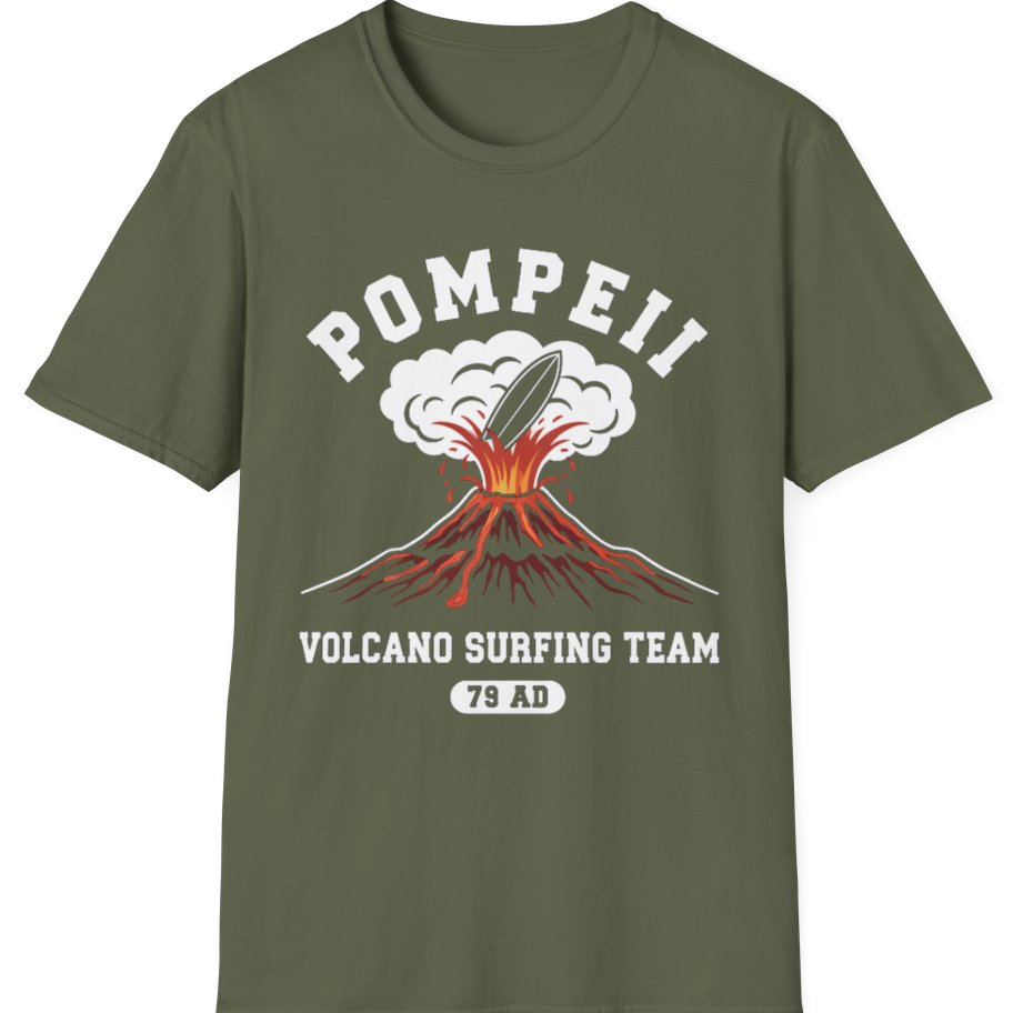 Pompeii Volcano Surfing Team T-Shirt - Military Green front