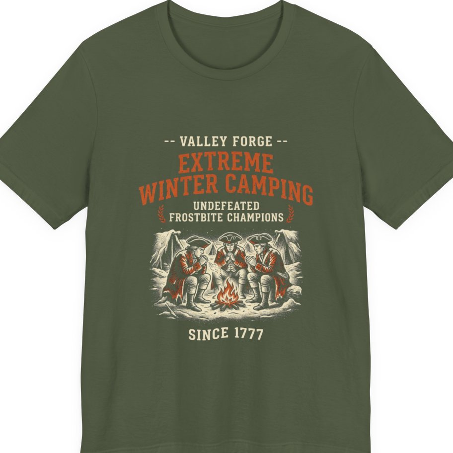 Valley Forge Winter Camping Premium Tee - Military Green front
