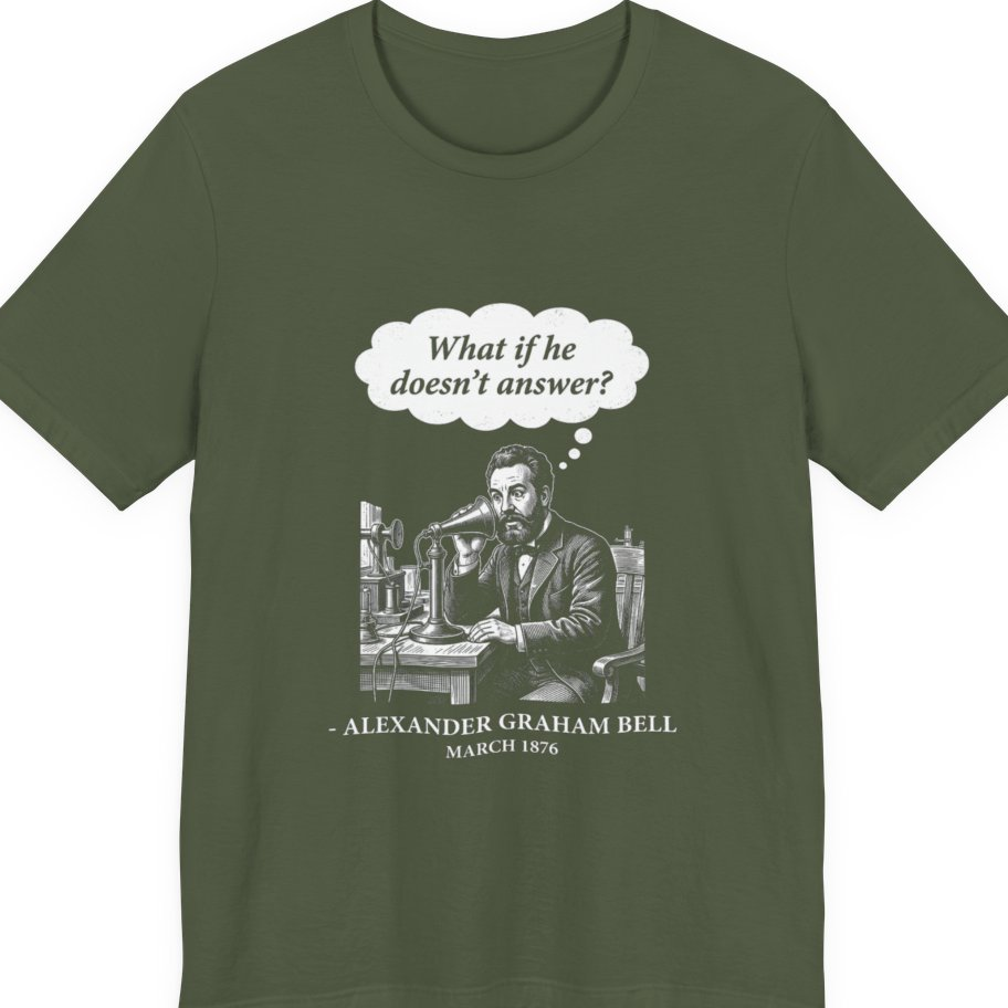 First Phone Call Panic Premium Tee - Military Green front