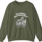 Trojan Horse Deadpan Satire Sweatshirt - Military Green front