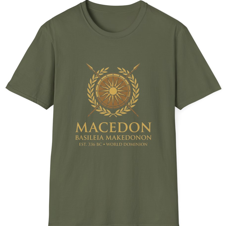 Macedonian Empire Crest T-Shirt - Military Green front
