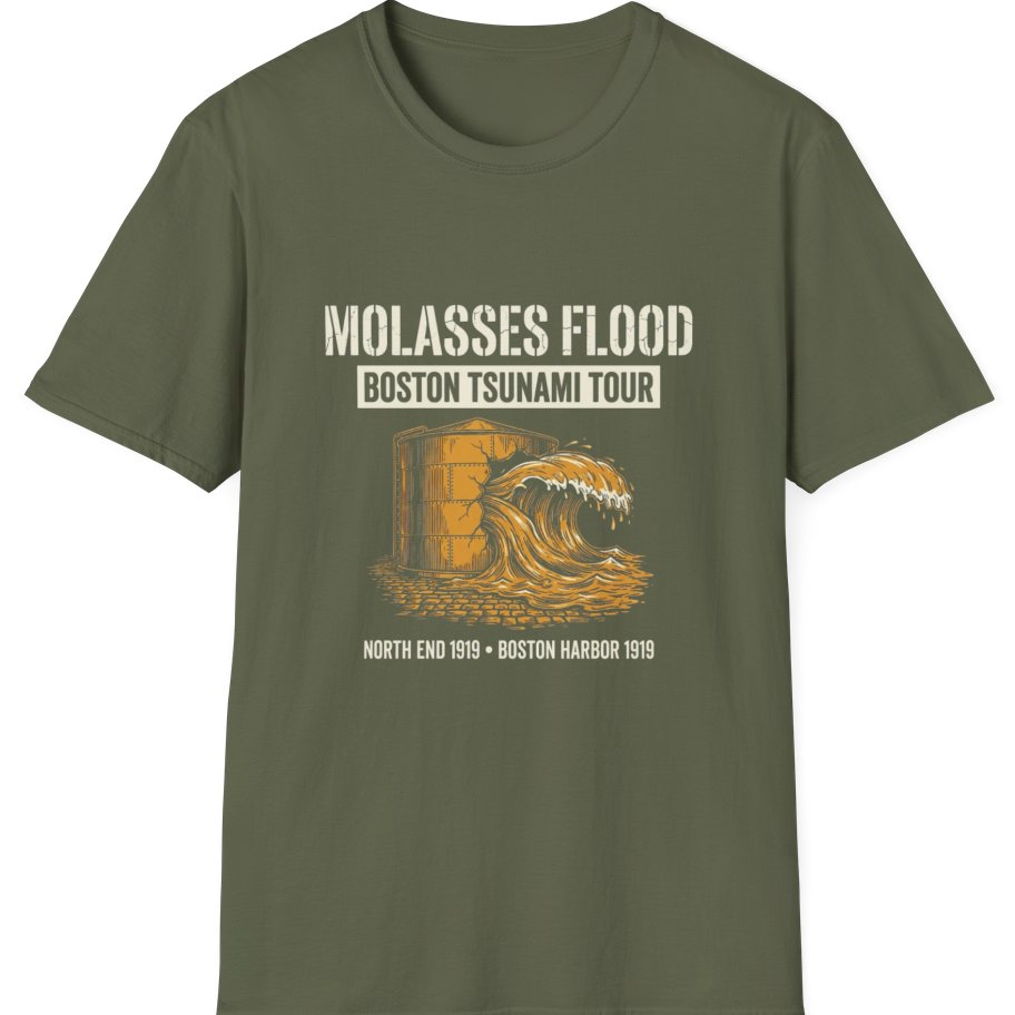 Boston Molasses Flood Tour T-Shirt - Military Green front