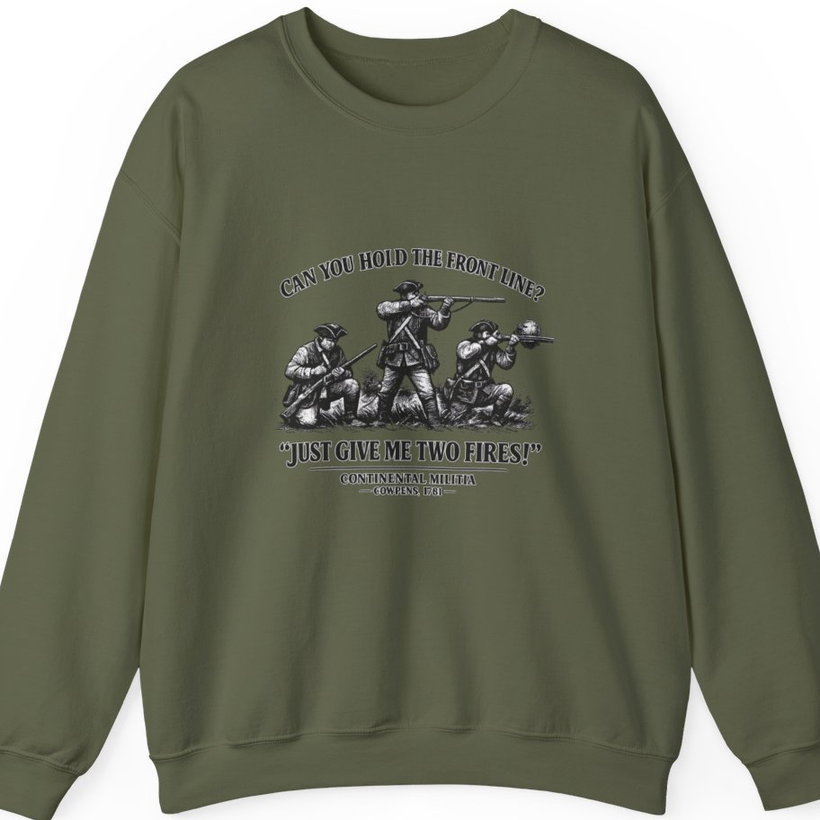 Continental Militia Two Fires Cowpens Sweatshirt - Military Green front