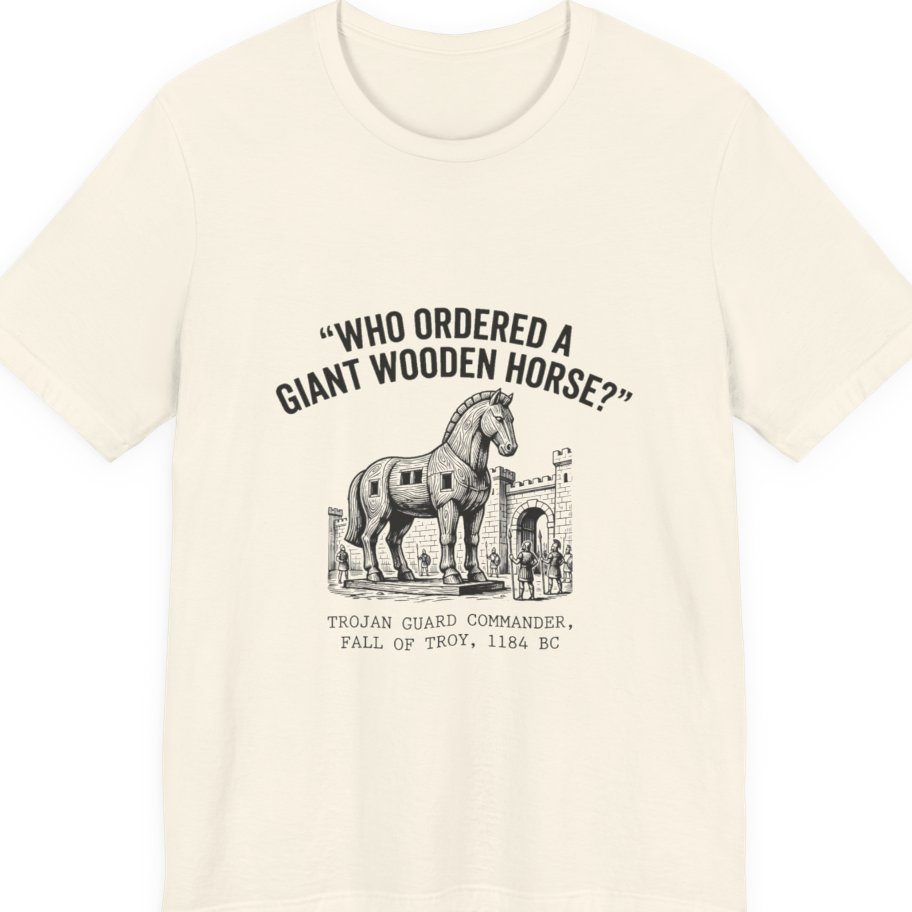 Trojan Horse Deadpan Satire Premium Tee - Natural front