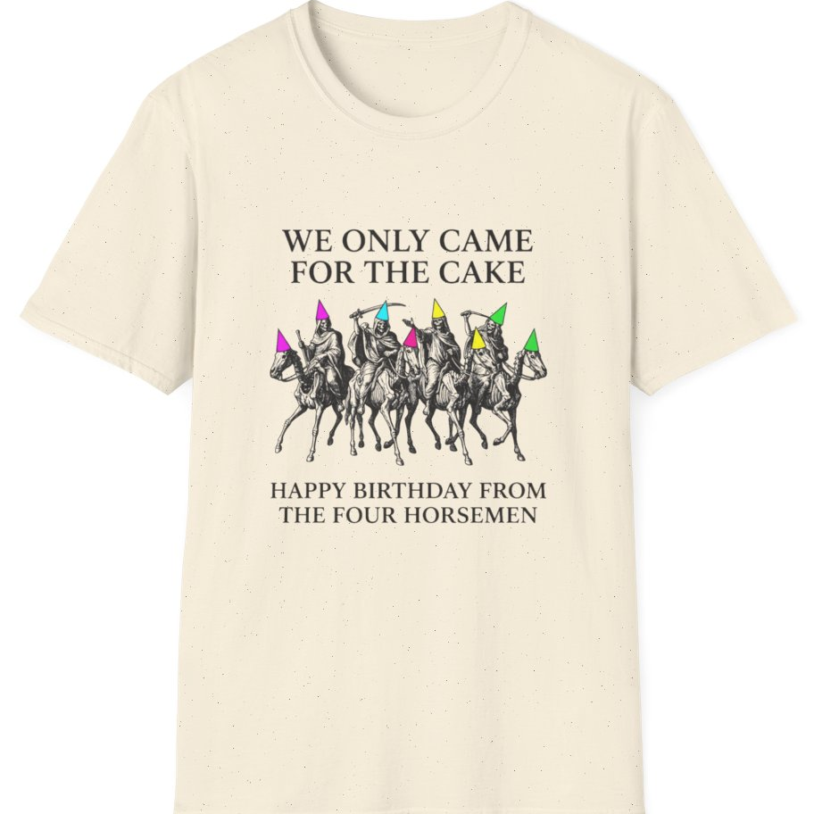Four Horsemen Birthday Party T-Shirt - Natural front