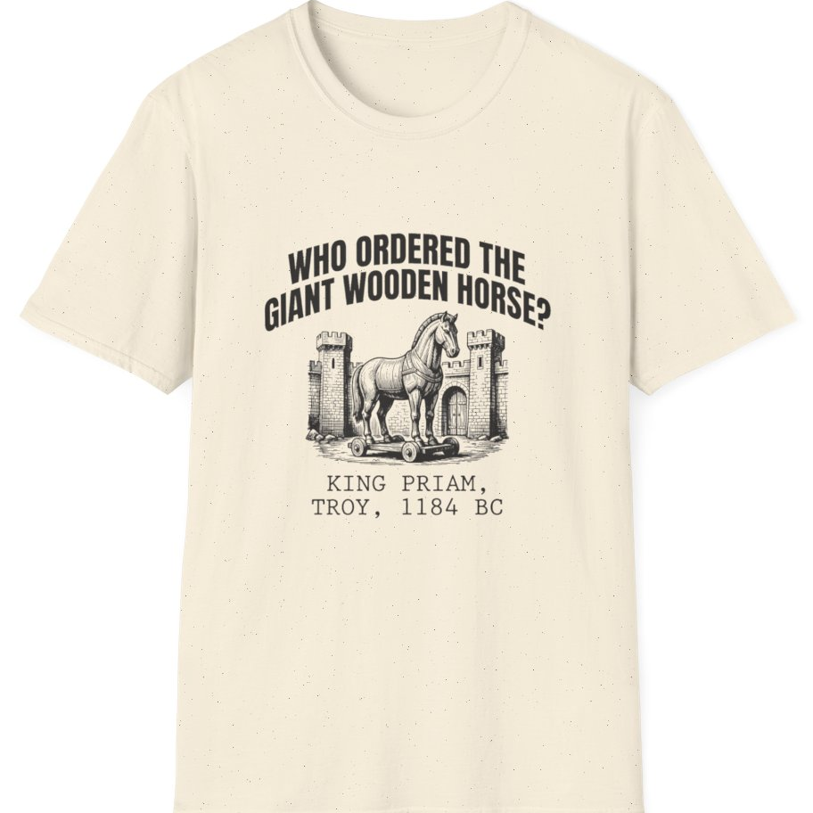 Trojan Wooden Horse T-Shirt - Natural front