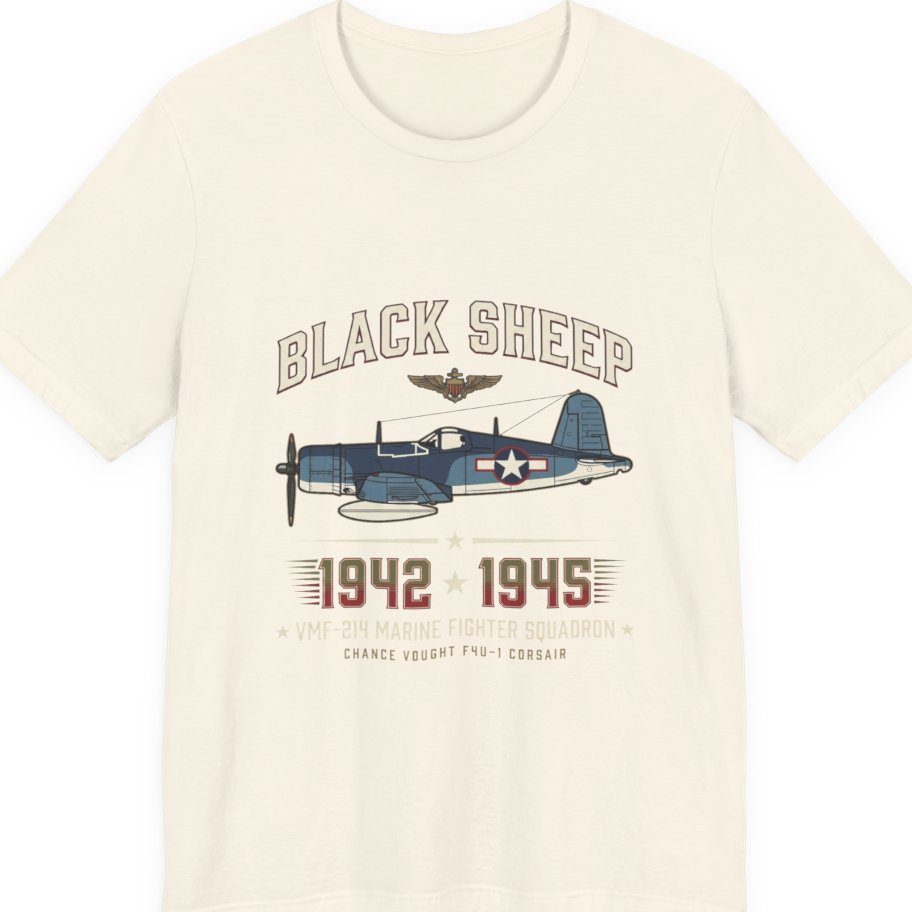 Black Sheep Squadron Crest Premium Tee - Natural front
