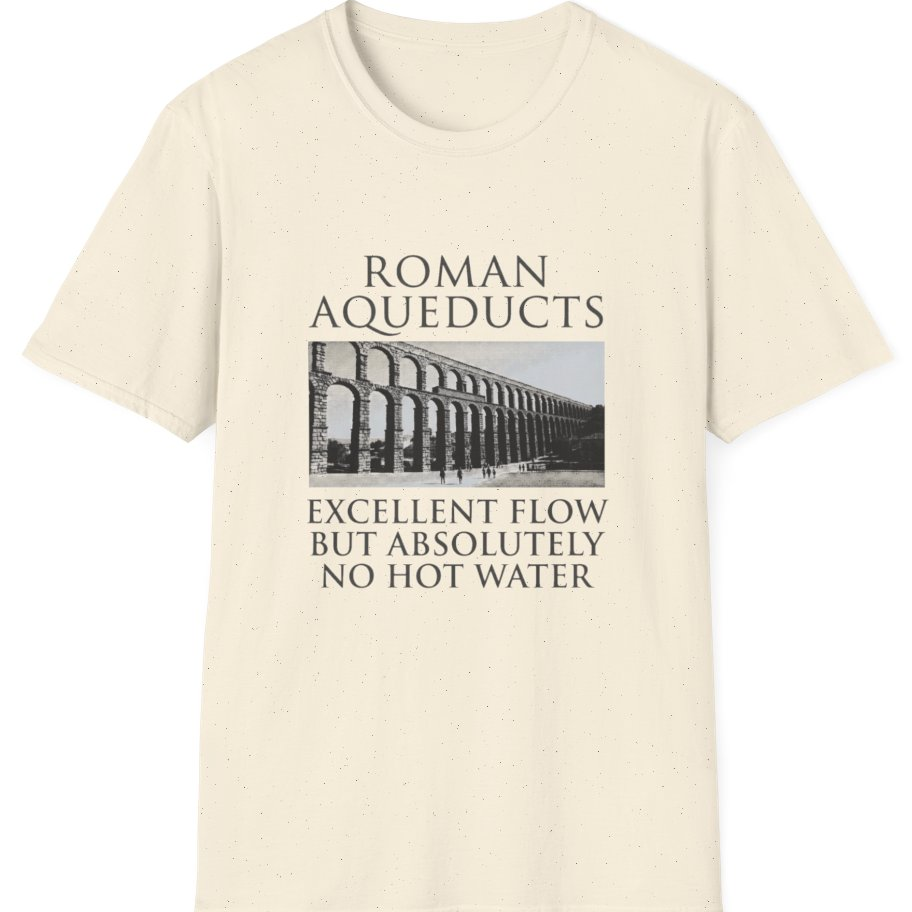 Roman Aqueducts Service Review T-Shirt - Natural front