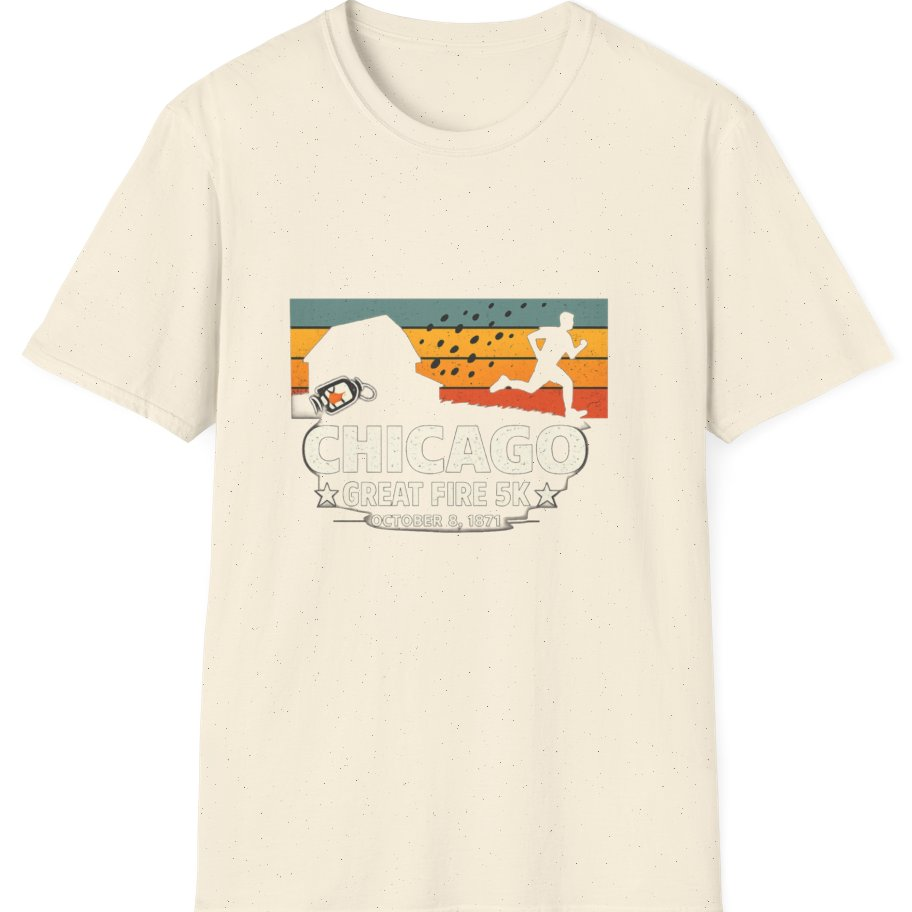 Chicago Great Fire 5K Retro T-Shirt - Natural front