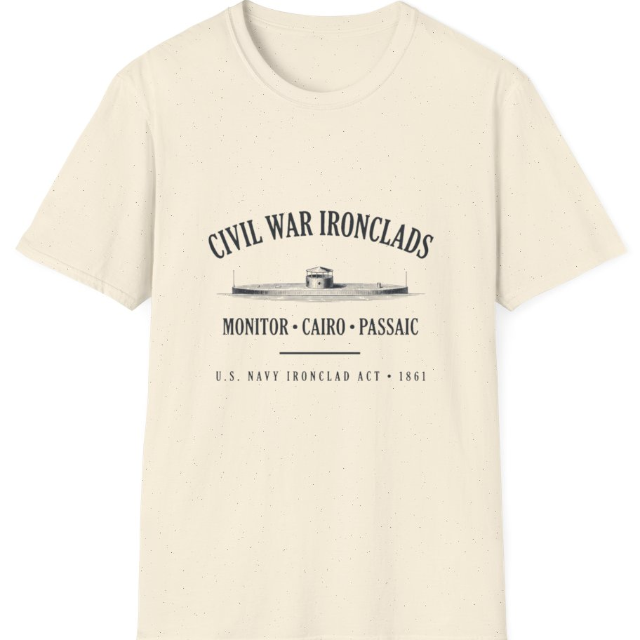 Civil War River Ironclads T-Shirt - Natural front