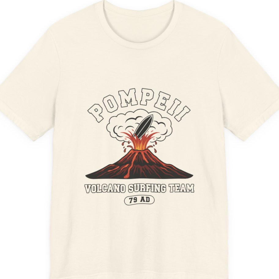Pompeii Volcano Surfing Team Premium Tee - Natural front