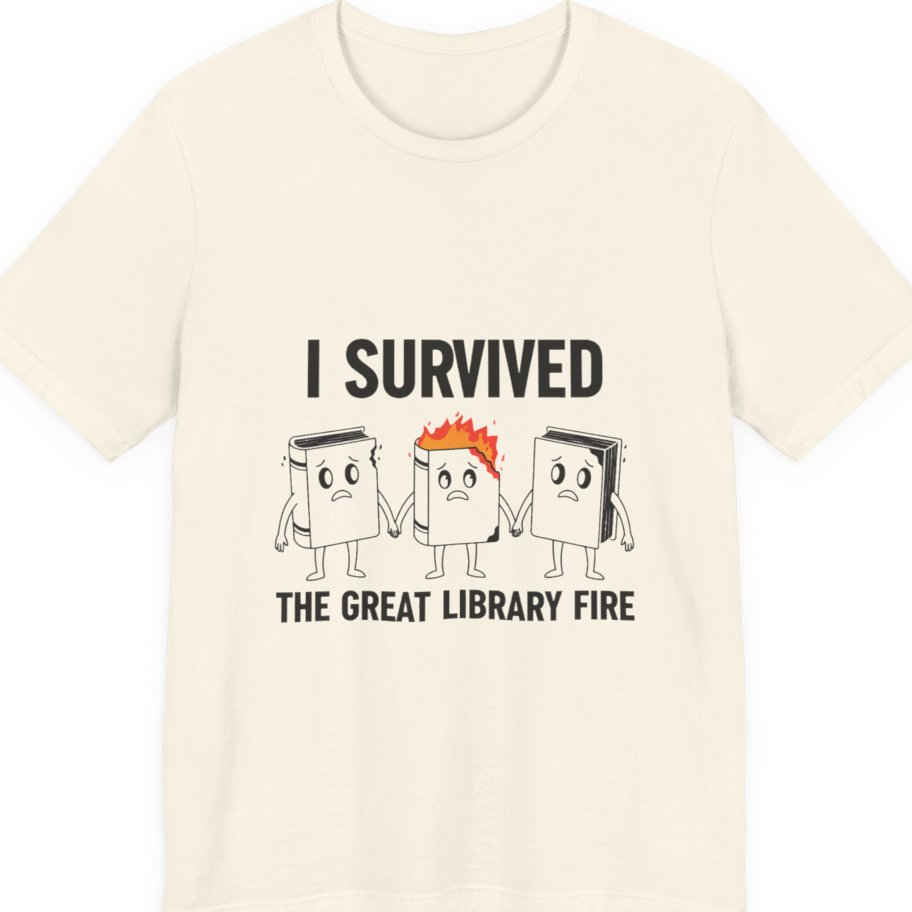 I Survived The Great Library Premium Tee - Natural front