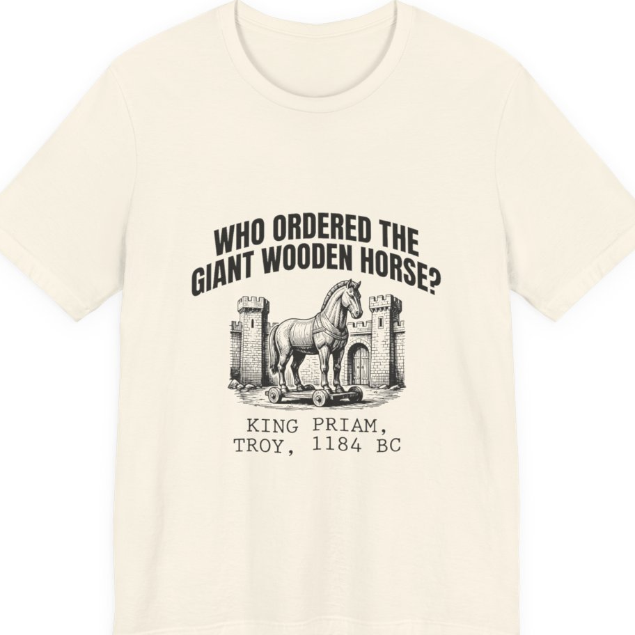 Trojan Wooden Horse Premium Tee - Natural front