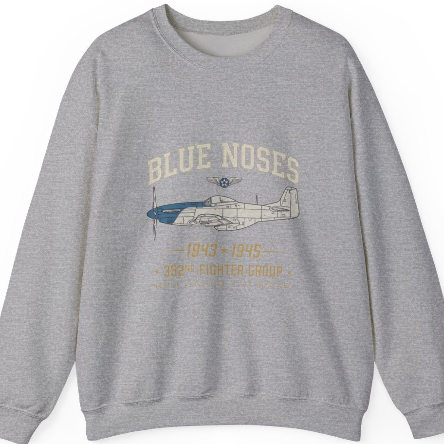 Blue Nosed Fighter Group Sweatshirt - Sport Grey front