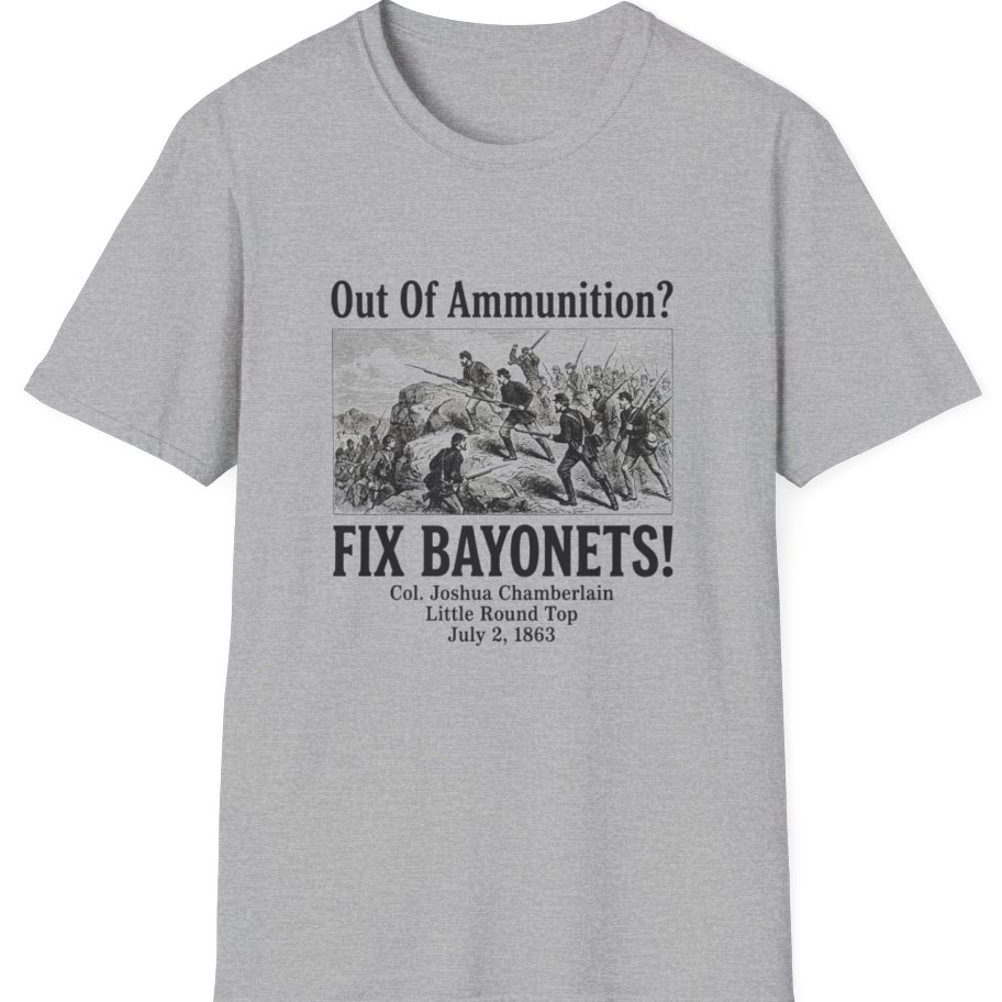 Out of Ammunition Fix Bayonets T-Shirt - Sport Grey front