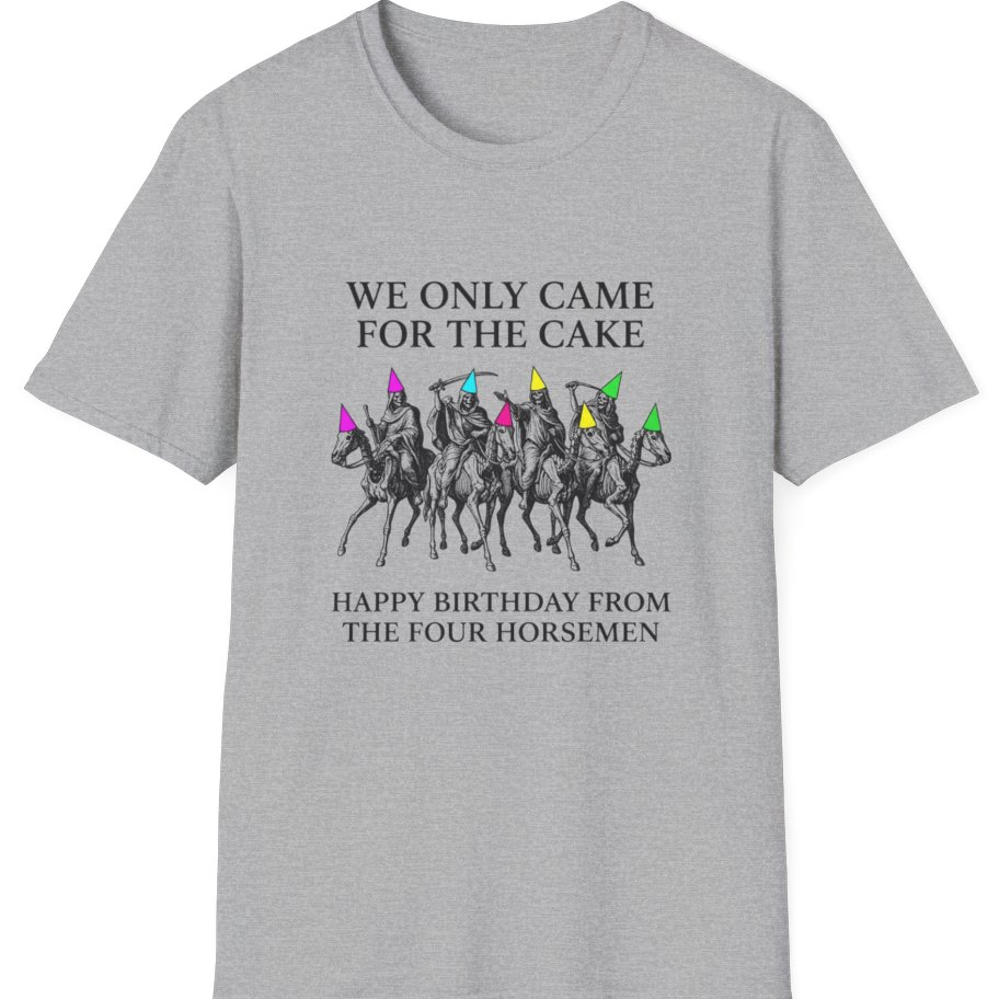 Four Horsemen Birthday Party T-Shirt - Sport Grey front