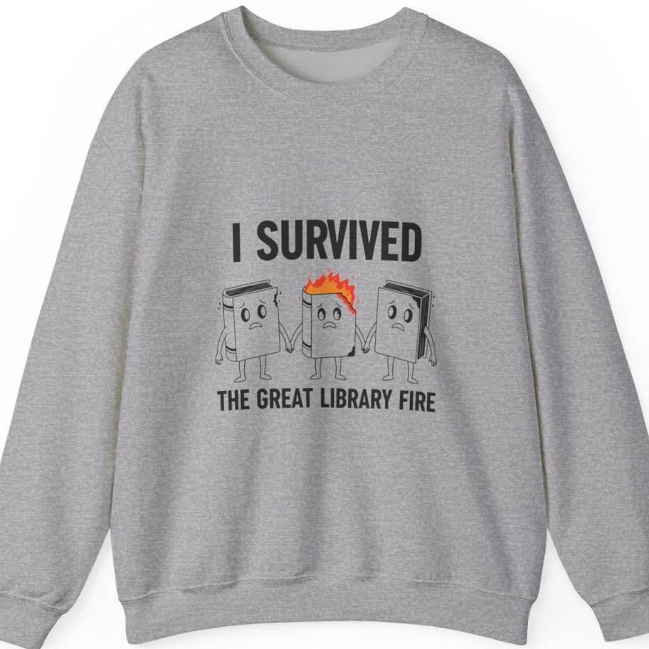 I Survived The Great Library Sweatshirt - Sport Grey front