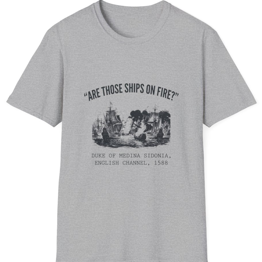 Spanish Armada Fire Ships T-Shirt - Sport Grey front