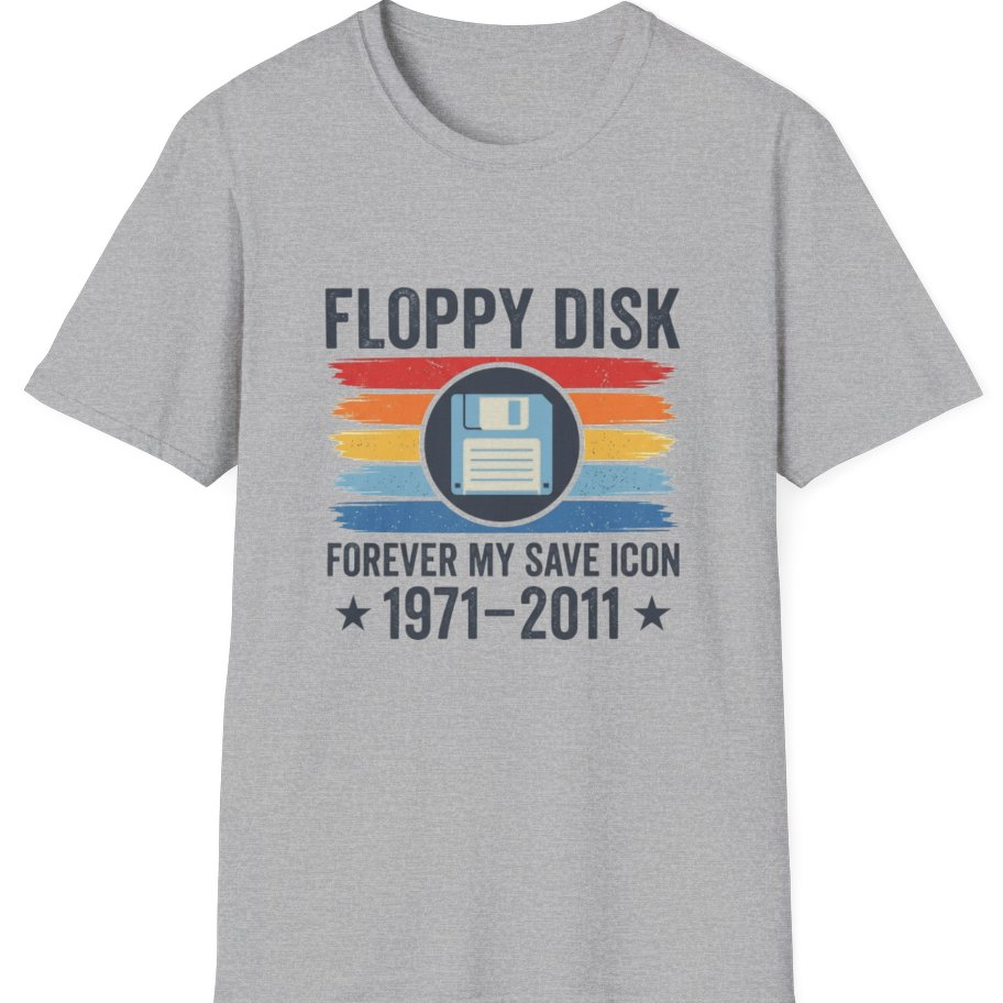Floppy Disk Memorial T-Shirt - Sport Grey front