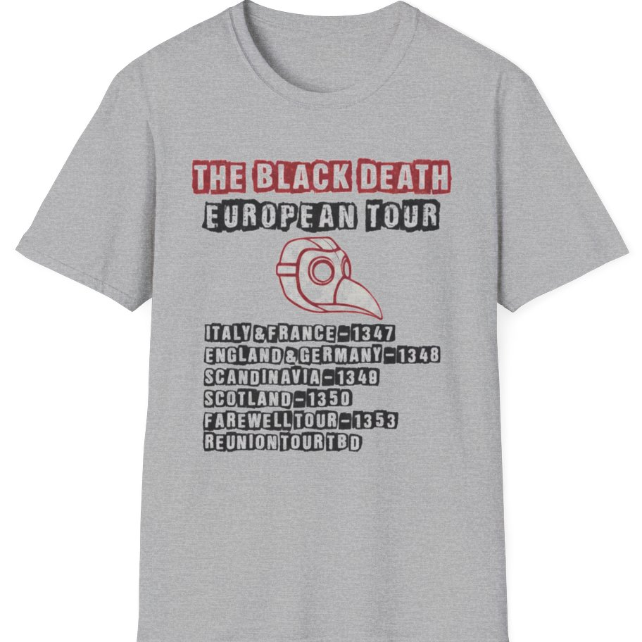 The Black Death European Tour T-Shirt - Sport Grey front