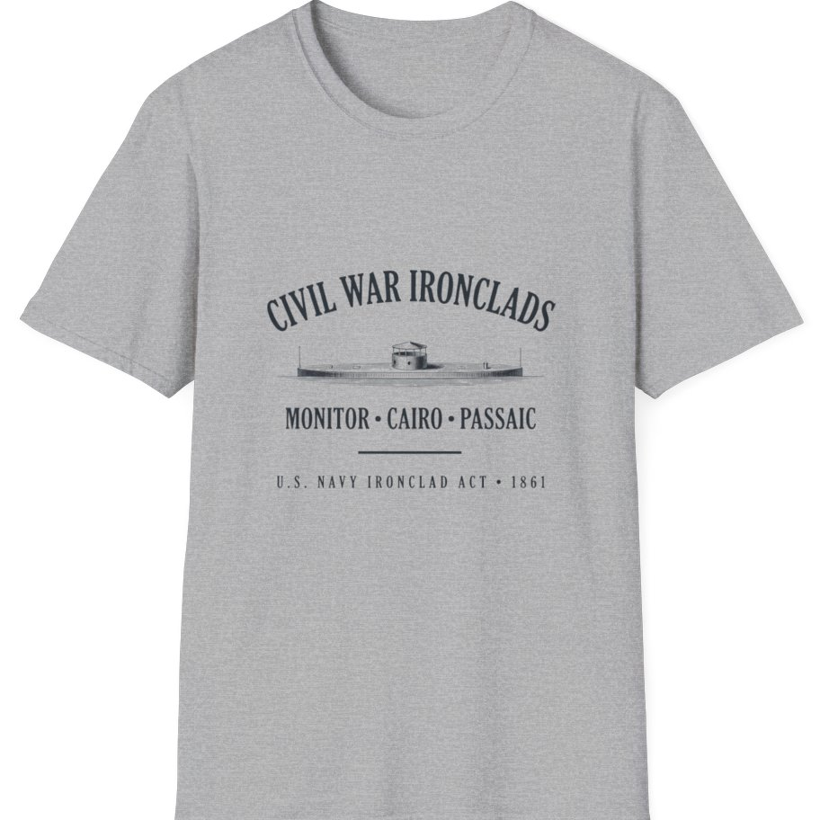 Civil War River Ironclads T-Shirt - Sport Grey front