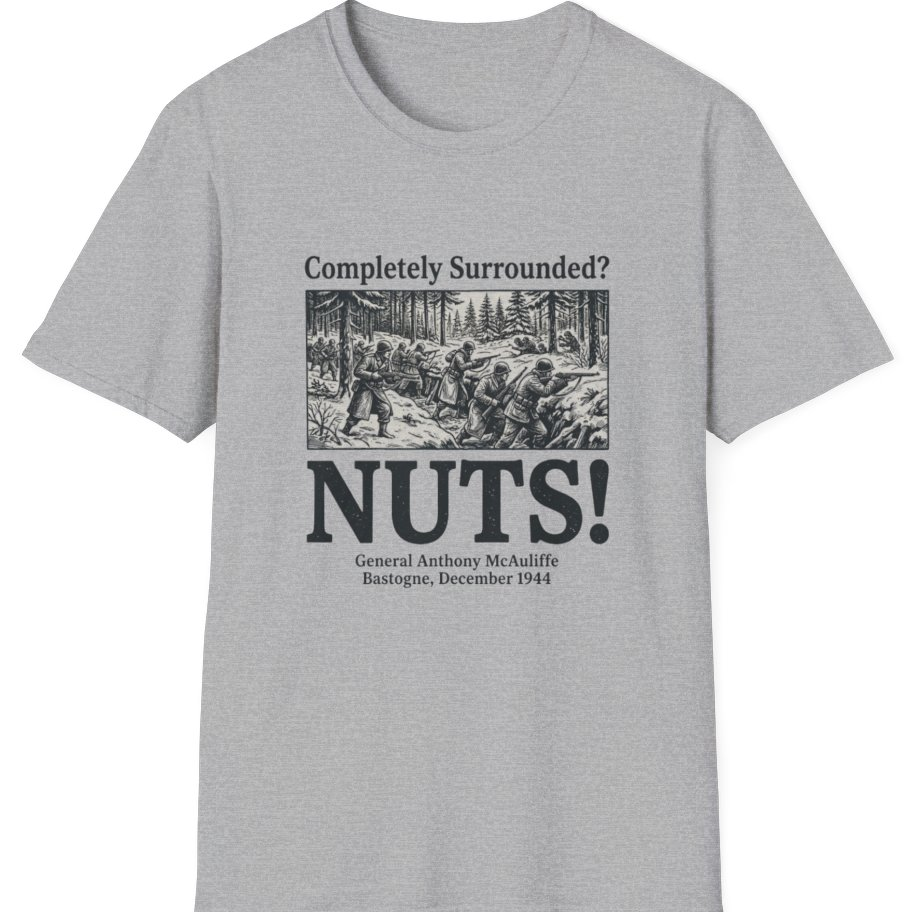 Bastogne Nuts Defiance T-Shirt - Sport Grey front