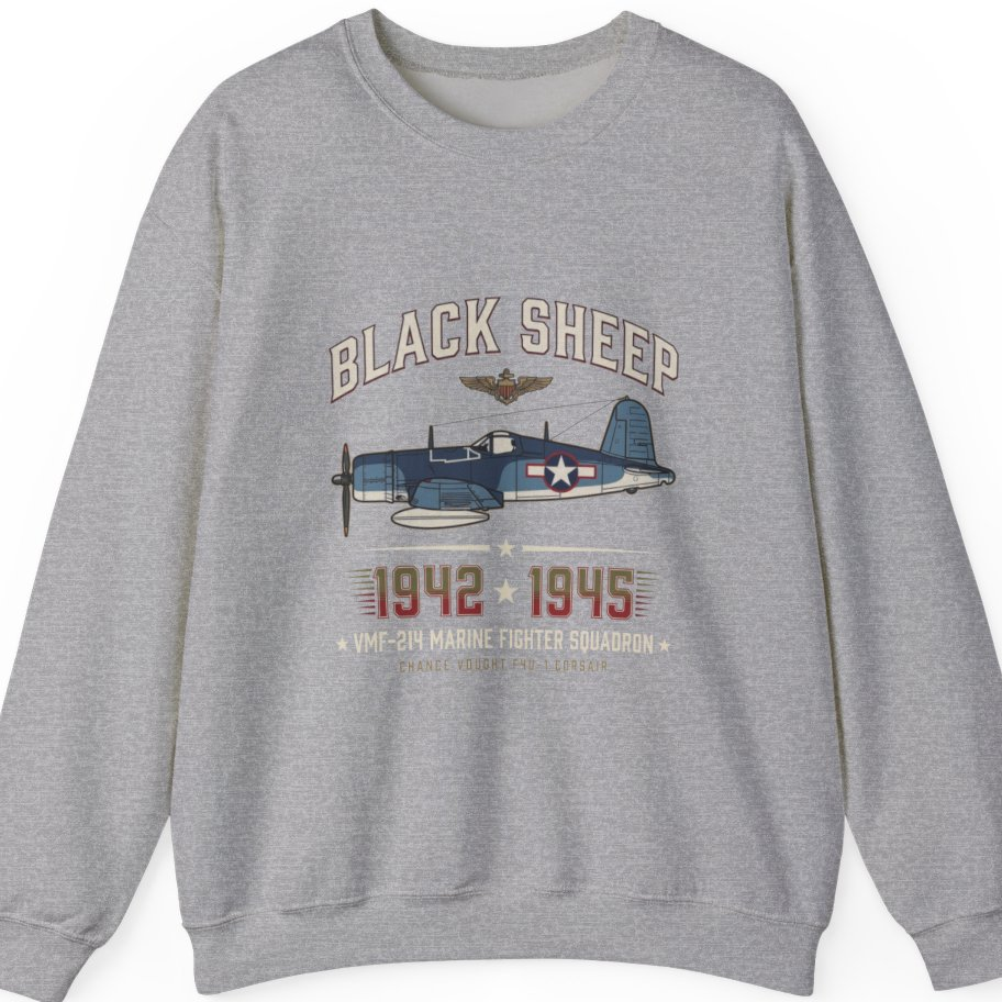 Black Sheep Squadron Crest Sweatshirt - Sport Grey front