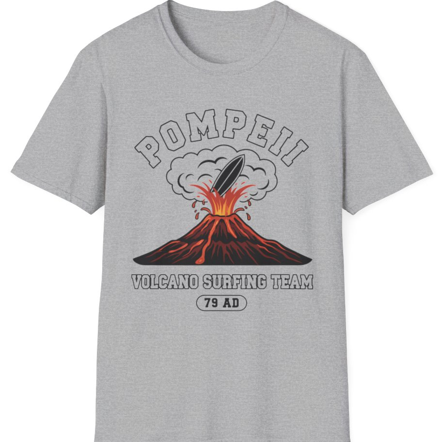 Pompeii Volcano Surfing Team T-Shirt - Sport Grey front