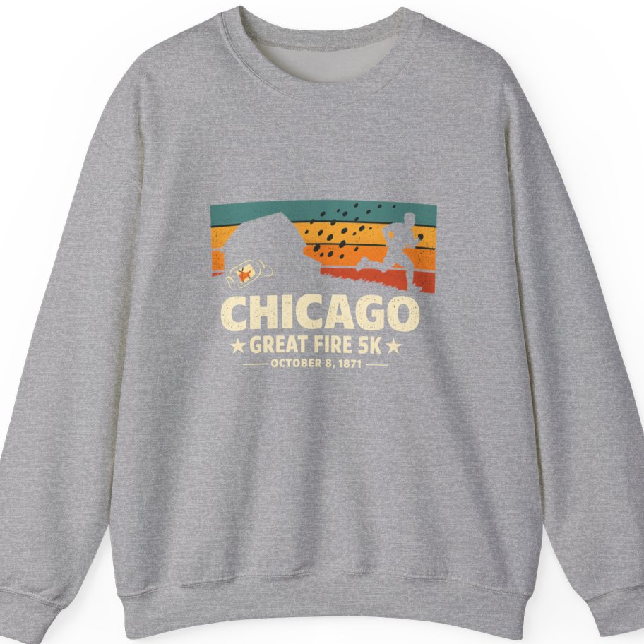 Chicago Great Fire 5K Retro Sweatshirt - Sport Grey front