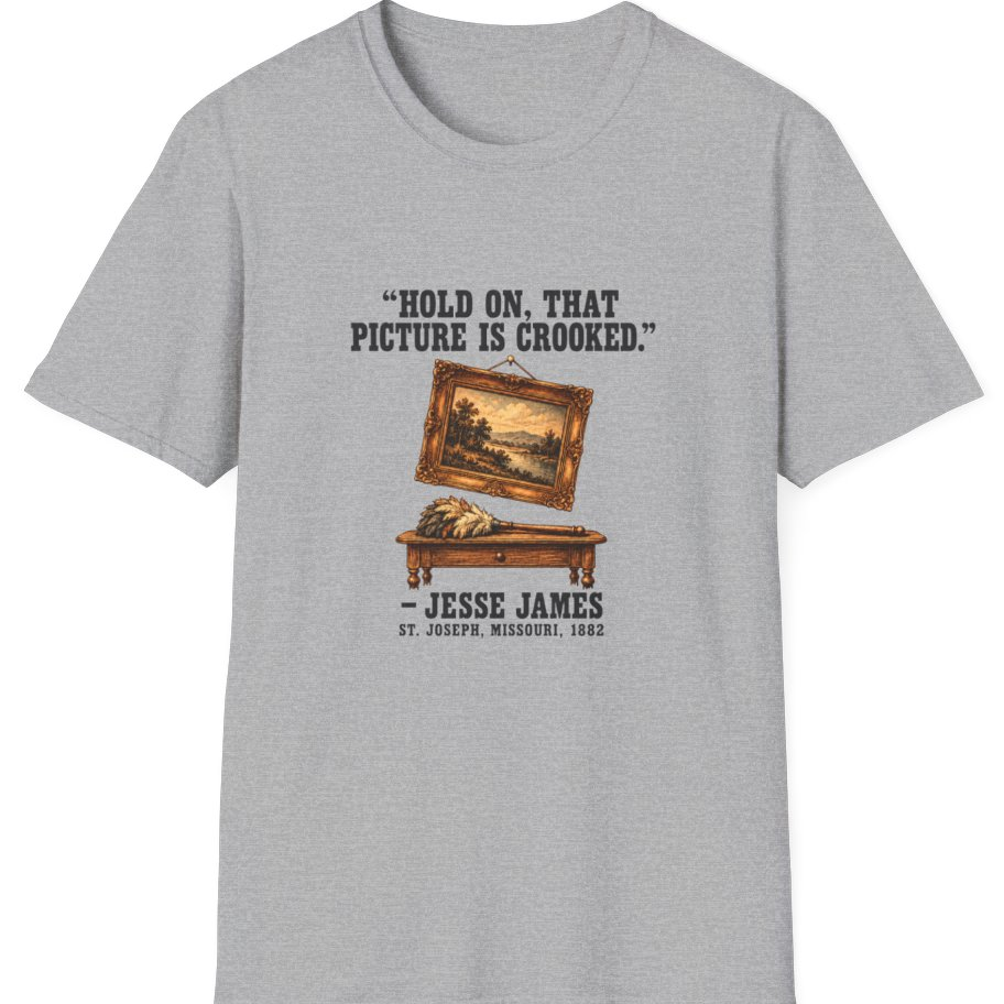 Jesse James Crooked Picture T-Shirt - Sport Grey front