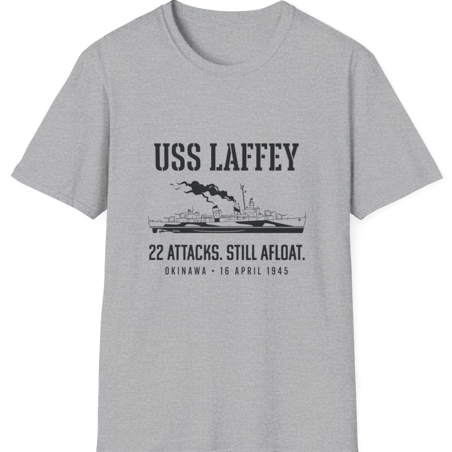 Uss Laffey Okinawa Destroyer T-Shirt - Sport Grey front