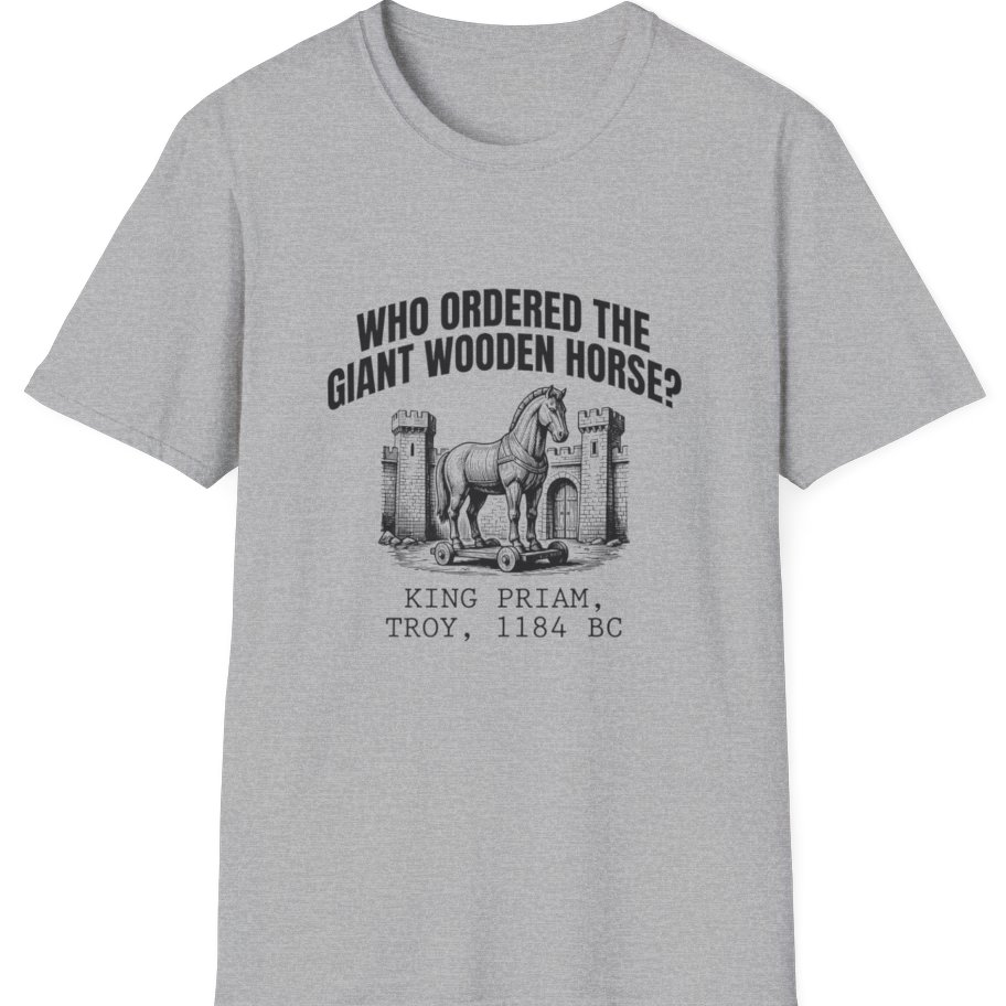 Trojan Wooden Horse T-Shirt - Sport Grey front