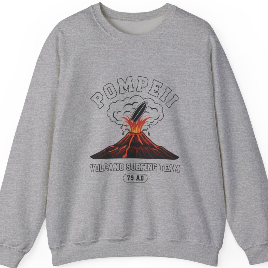 Pompeii Volcano Surfing Team Sweatshirt - Sport Grey front