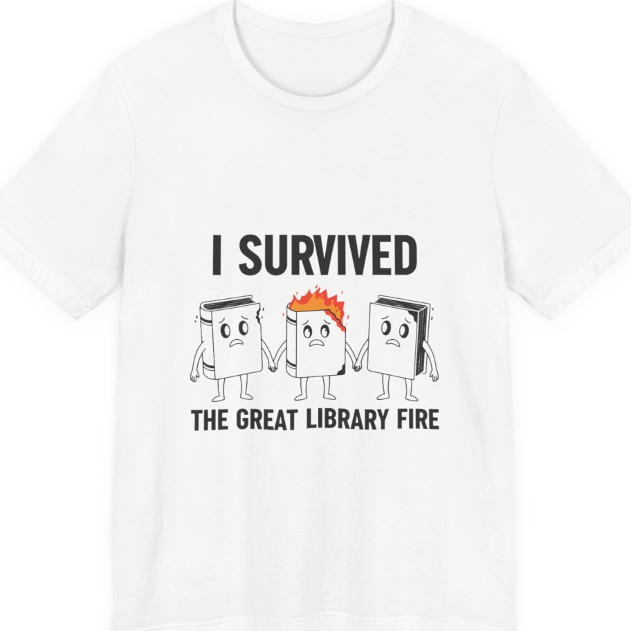 I Survived The Great Library Premium Tee - White front