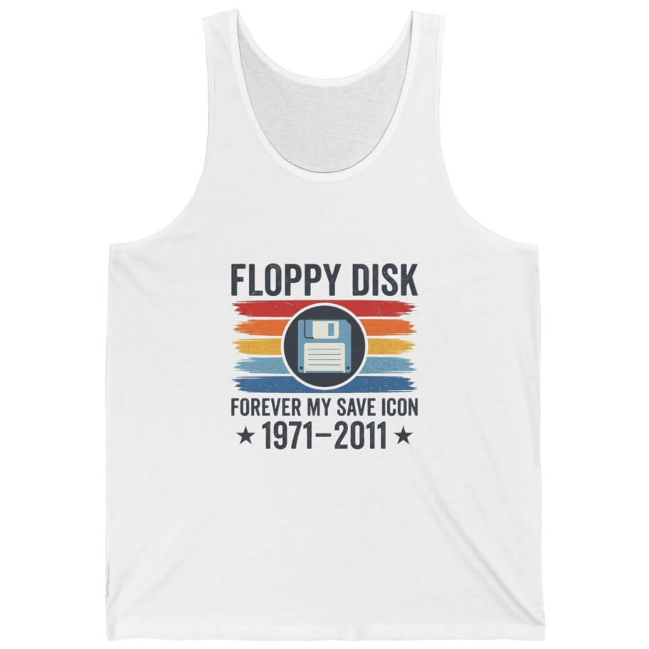 Floppy Disk Memorial Tank Top - White front