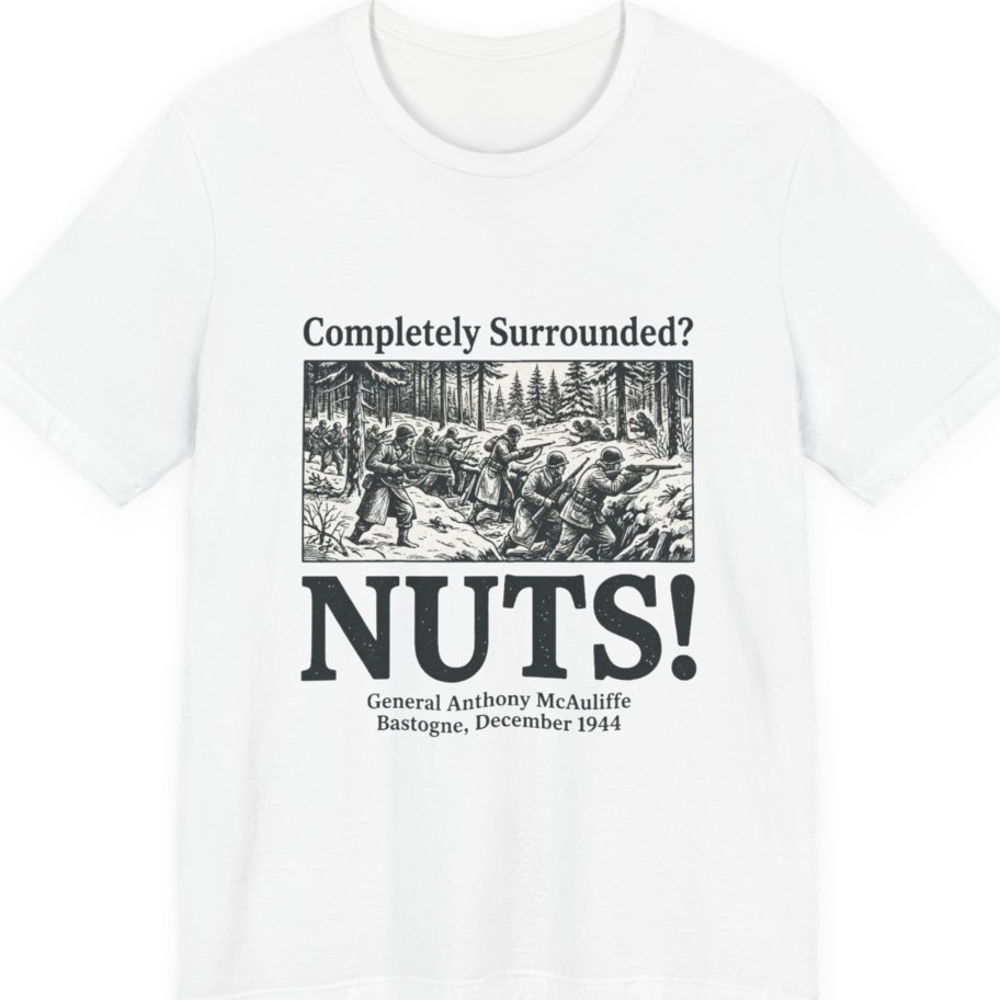 Bastogne Nuts Defiance Premium Tee - White front
