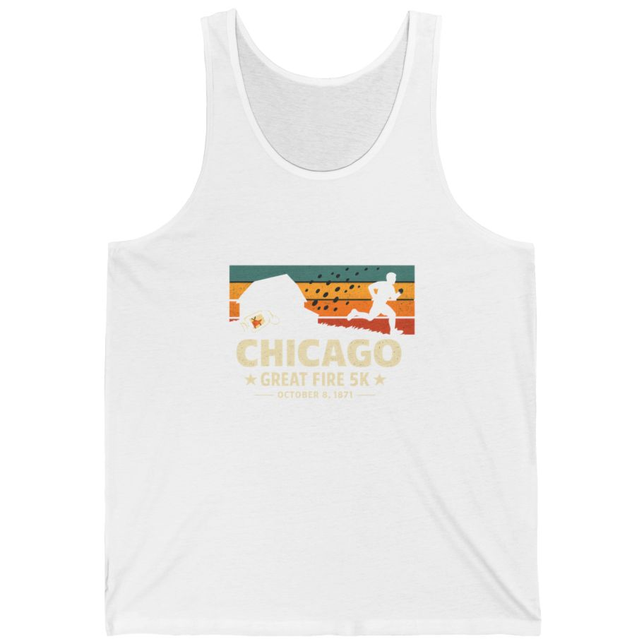 Chicago Great Fire 5K Retro Tank Top - White front