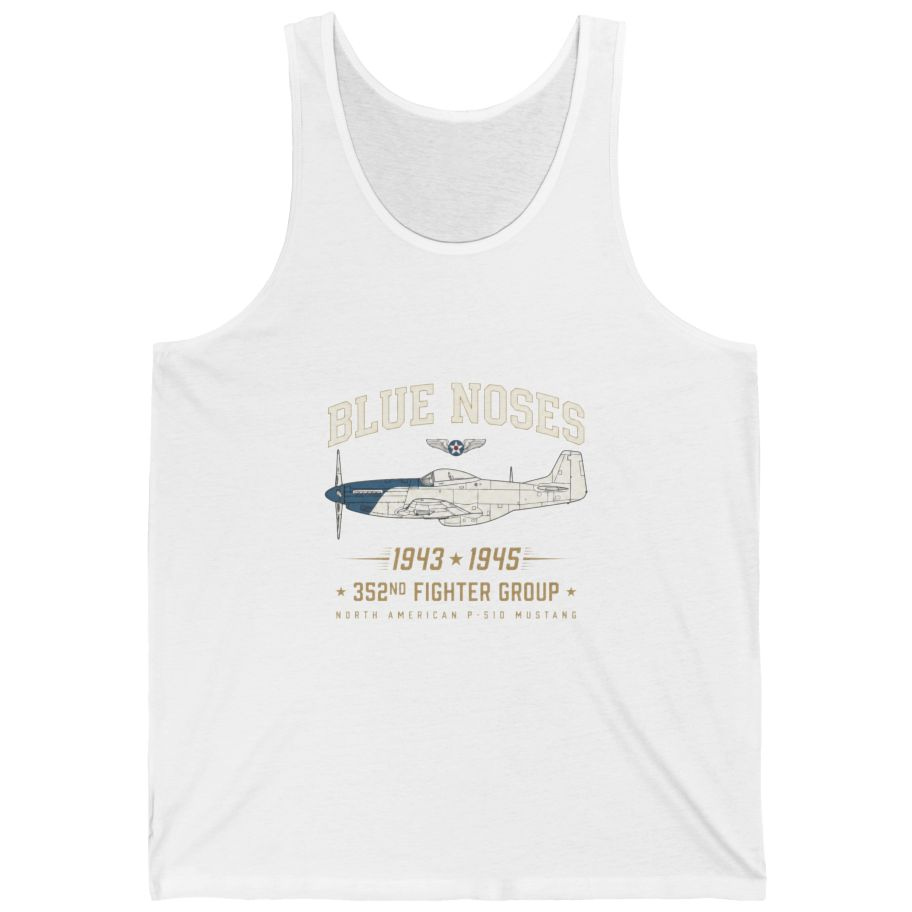Blue Nosed Fighter Group Tank Top - White front