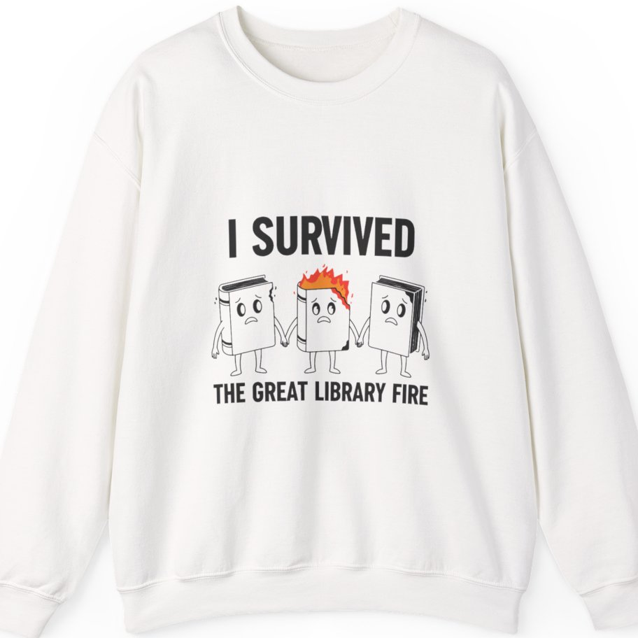 I Survived The Great Library Sweatshirt - White front