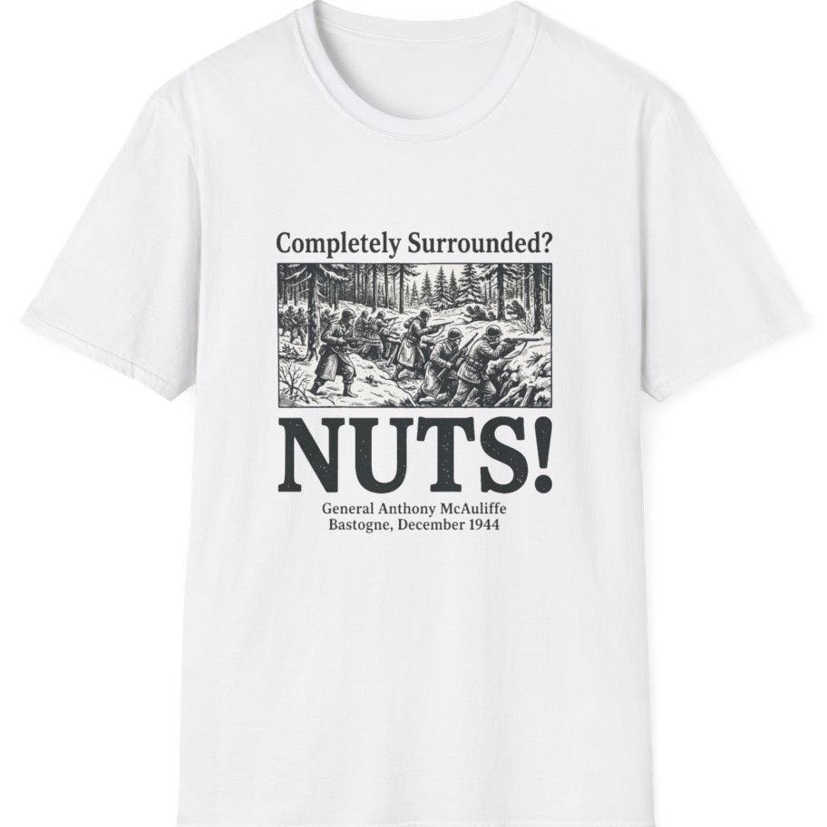 Bastogne Nuts Defiance T-Shirt - White front