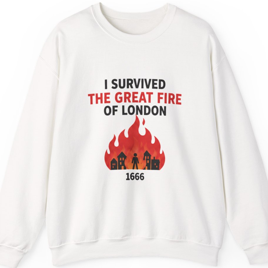 I Survived The Great Fire Sweatshirt - White front