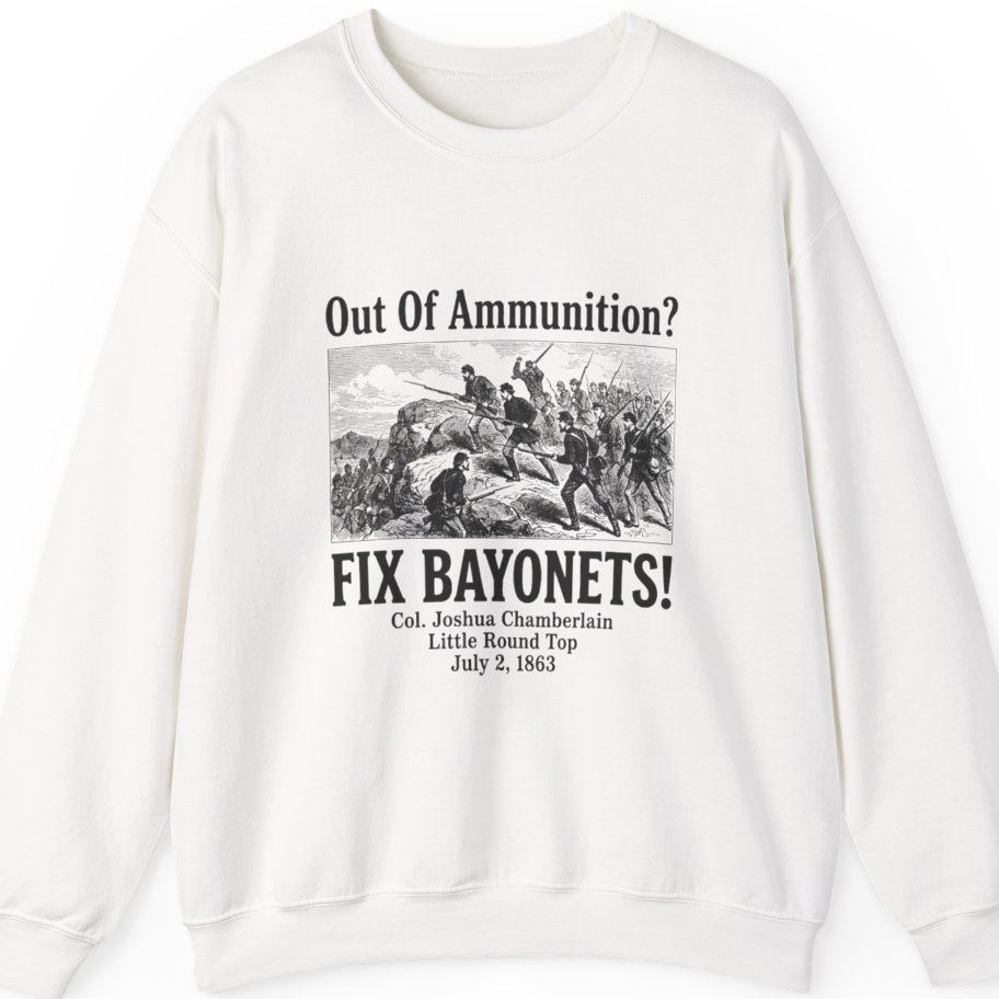 Out of Ammunition Fix Bayonets Sweatshirt - White front