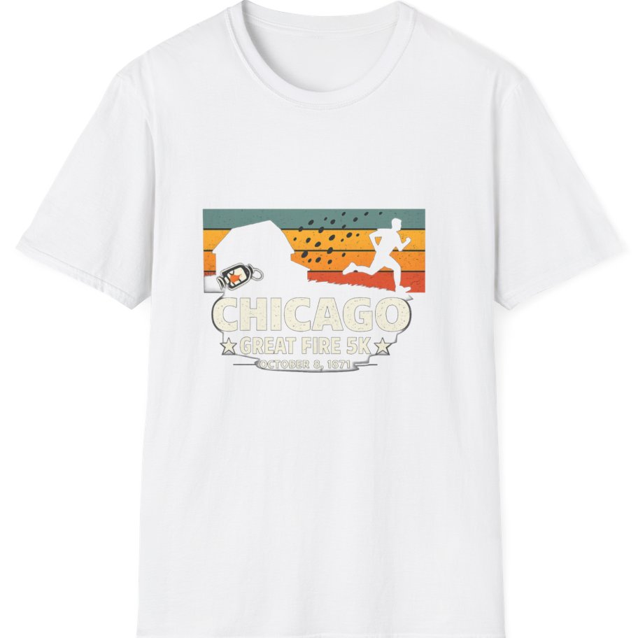 Chicago Great Fire 5K Retro T-Shirt - White front