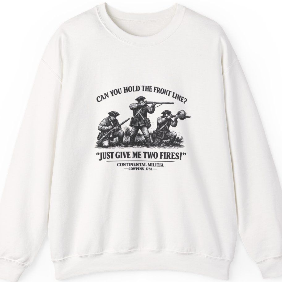Continental Militia Two Fires Cowpens Sweatshirt - White front